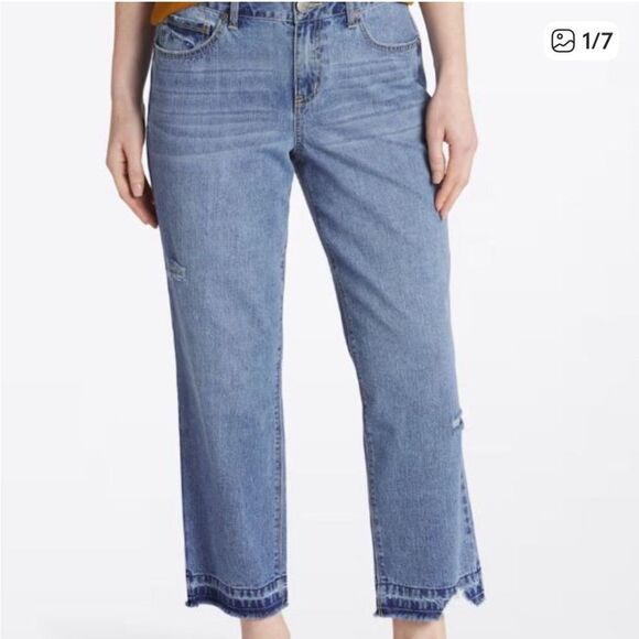 1822 Denim Denim - 1822 Denim Elise Hybrid High Rise Ankle Straight Leg Release Hem Jean 8/29 blue